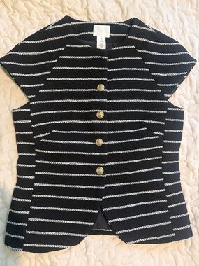 H&M Black Striped Button-Down Top with Gold Buttons